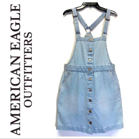 American Eagle Denim Skirt Overall Light Wash Size Small NWOT - Picture 2 of 8